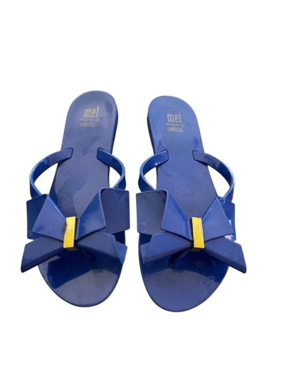 Mini Melissa Girls Blue Bow Flip Flops Size 2